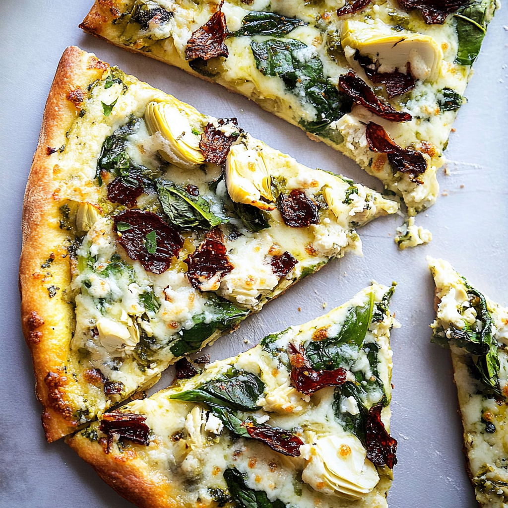 Recipe preparation for Artichoke and Spinach Flatbread