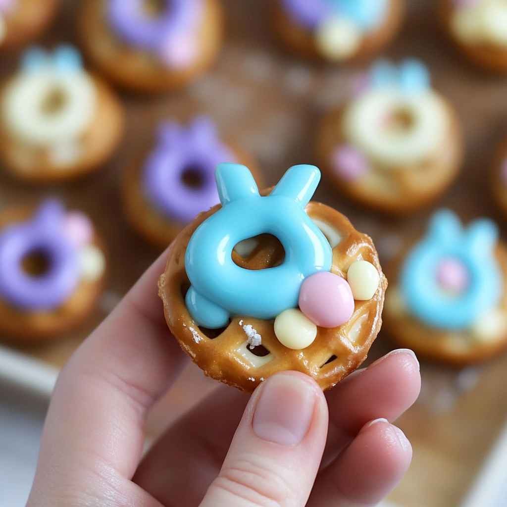 Recipe preparation for Mini Pretzel Bunny Treats