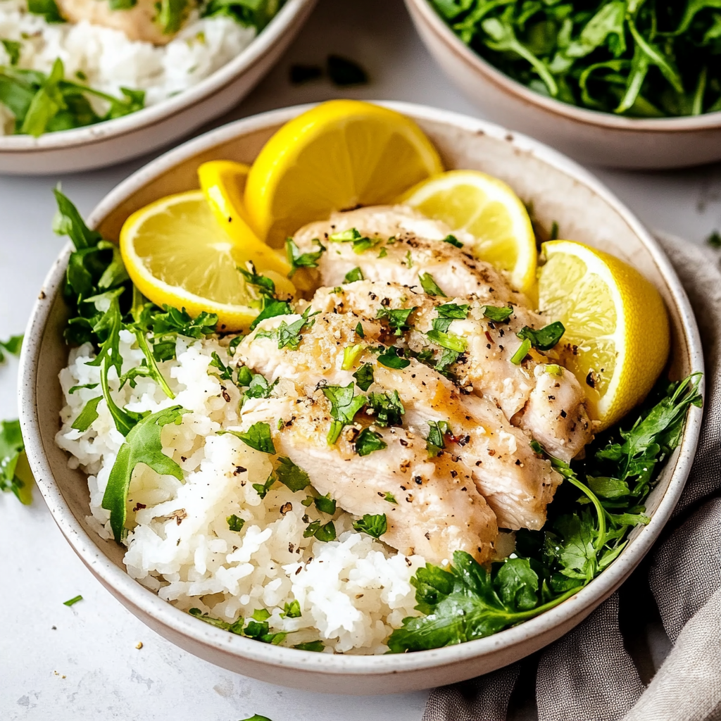Recipe preparation for Lemon Pepper Chicken and Rice Pilaf