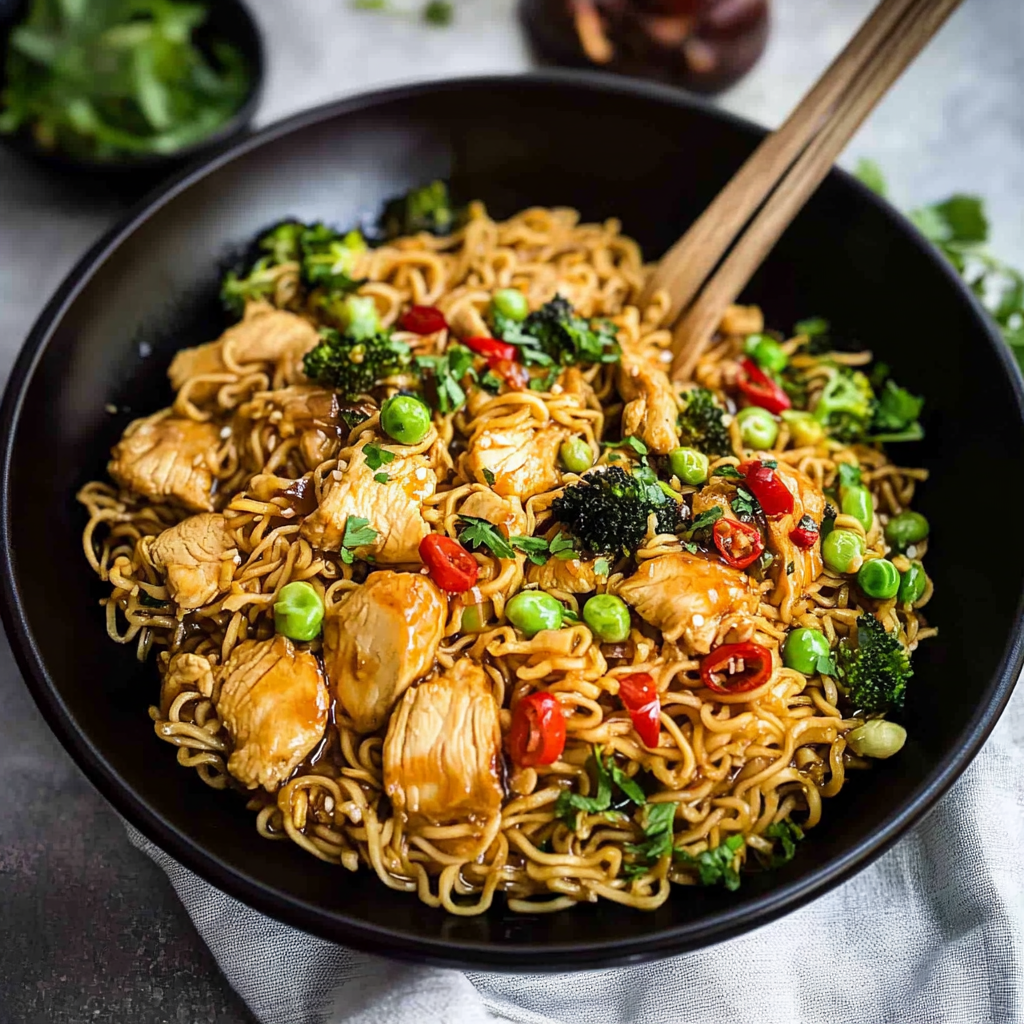 Recipe preparation for Teriyaki Chicken Ramen