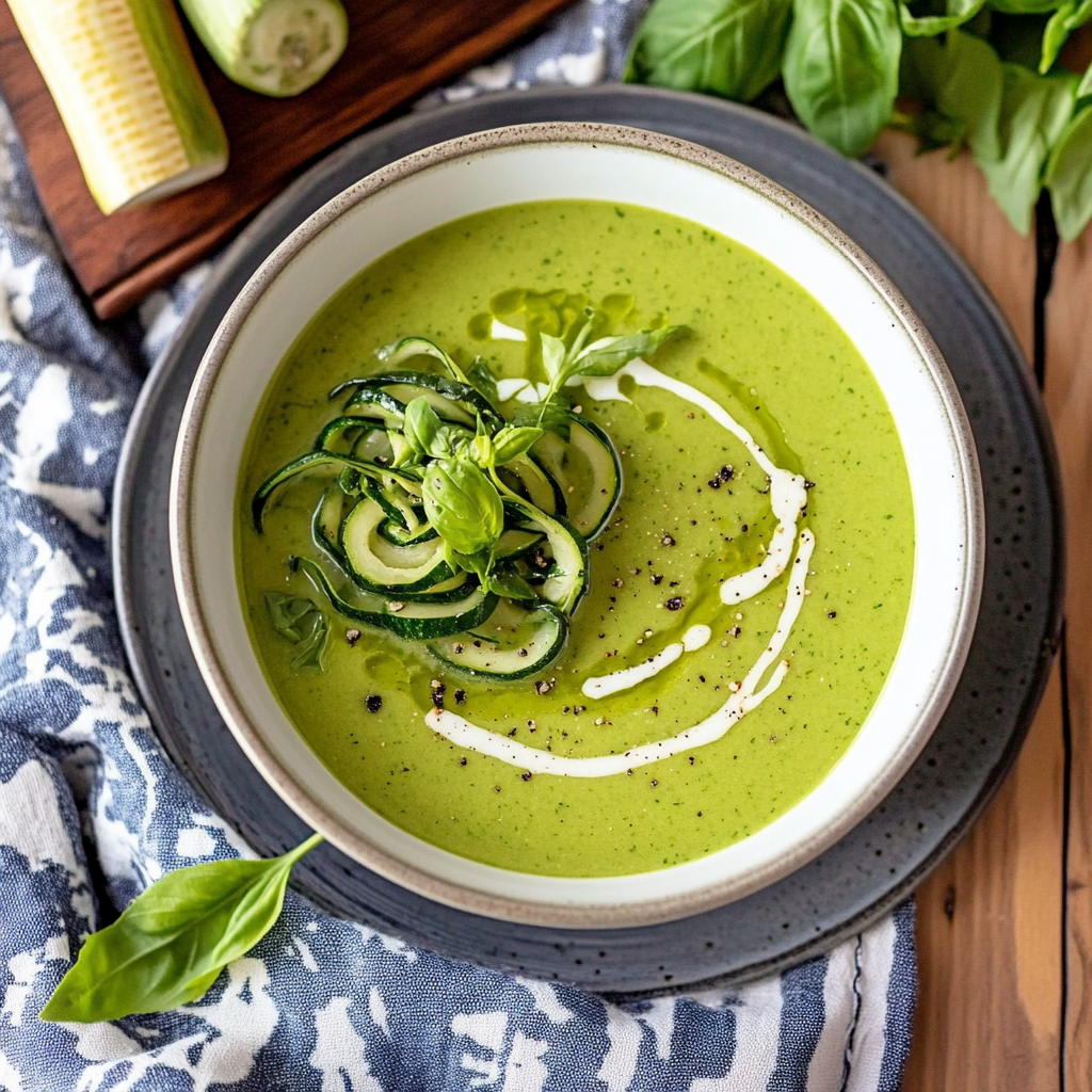 Recipe preparation for Vegan Zucchini Basil Soup
